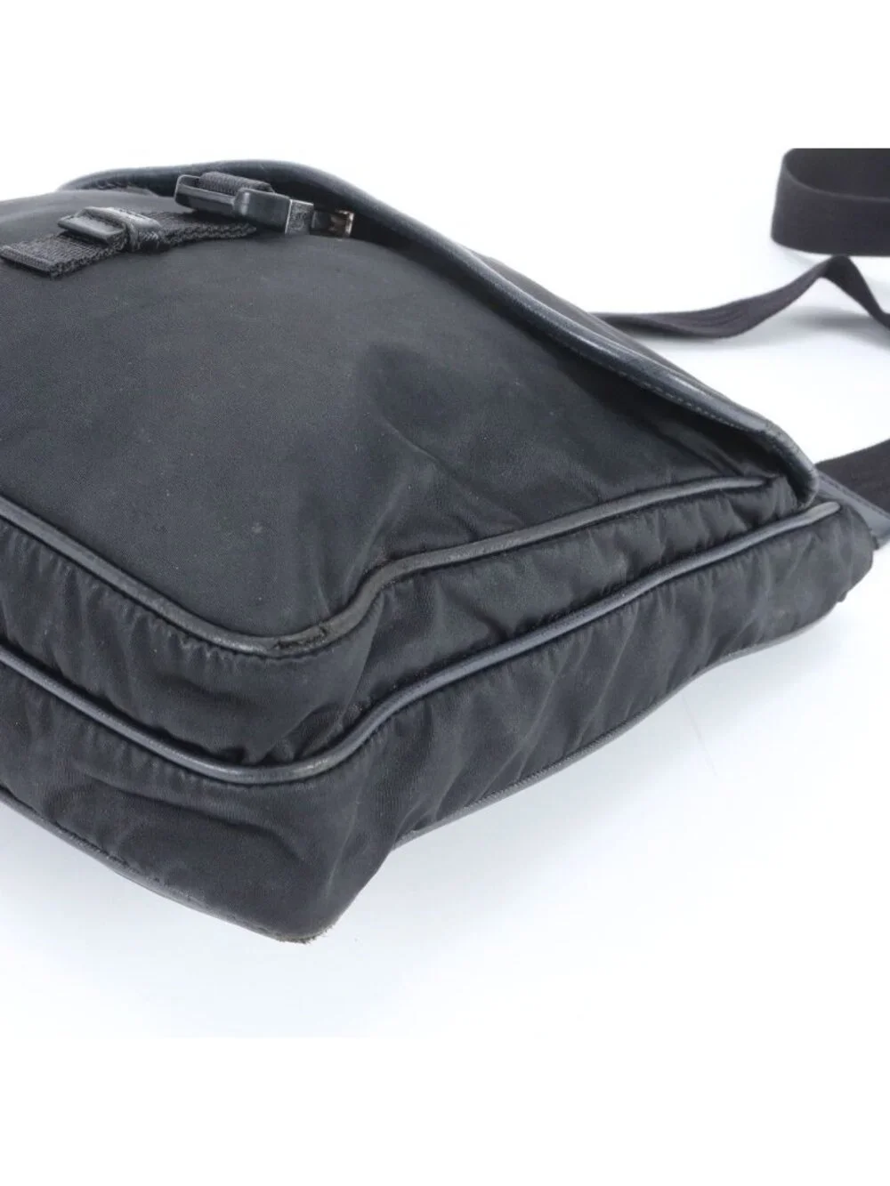 Prada Tessuto Nylon Leather Shoulder Bag Crossbody Messenger Business Black